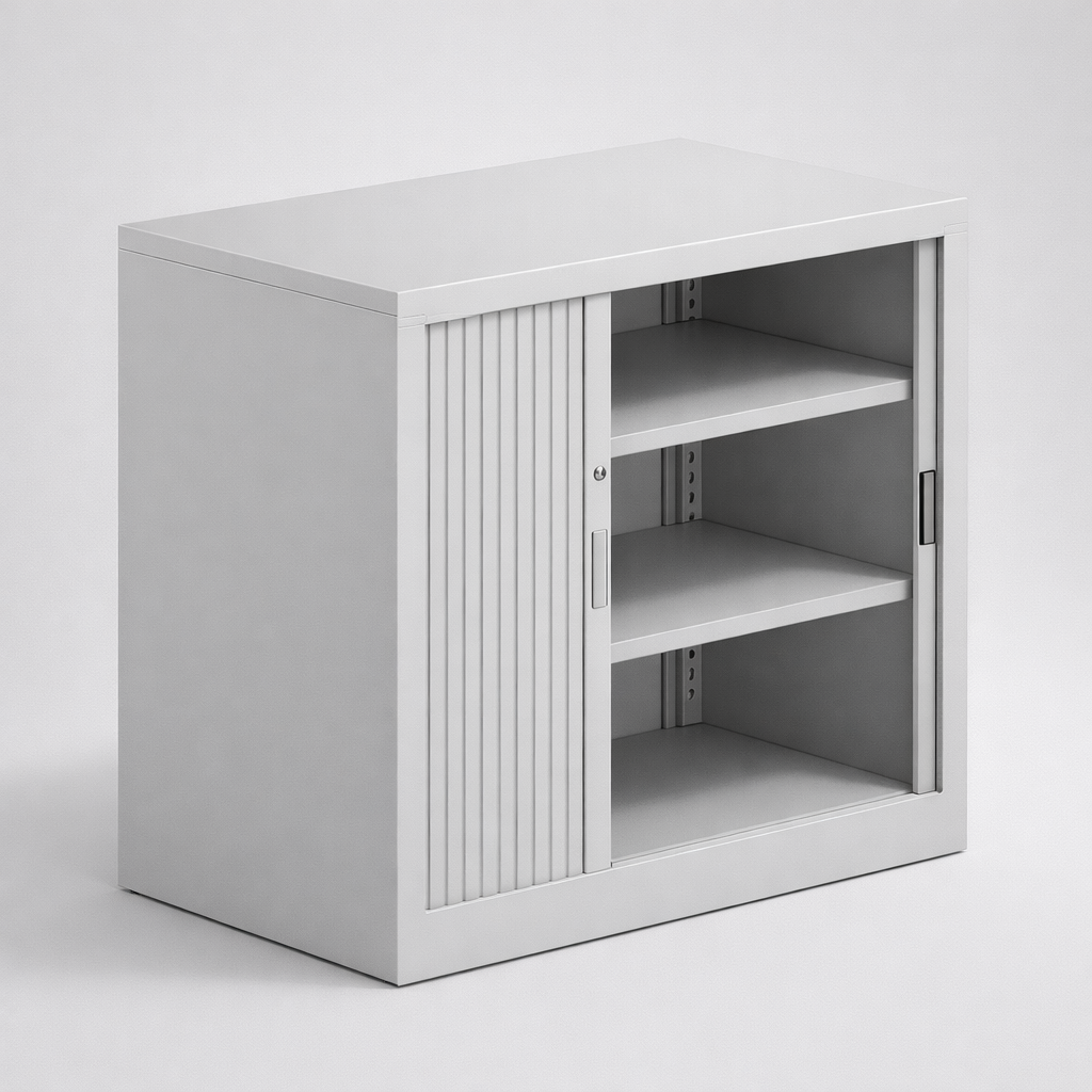 Biurko metalowe Sbm 701 M - połączenie blatu roboczego z zamkniętym