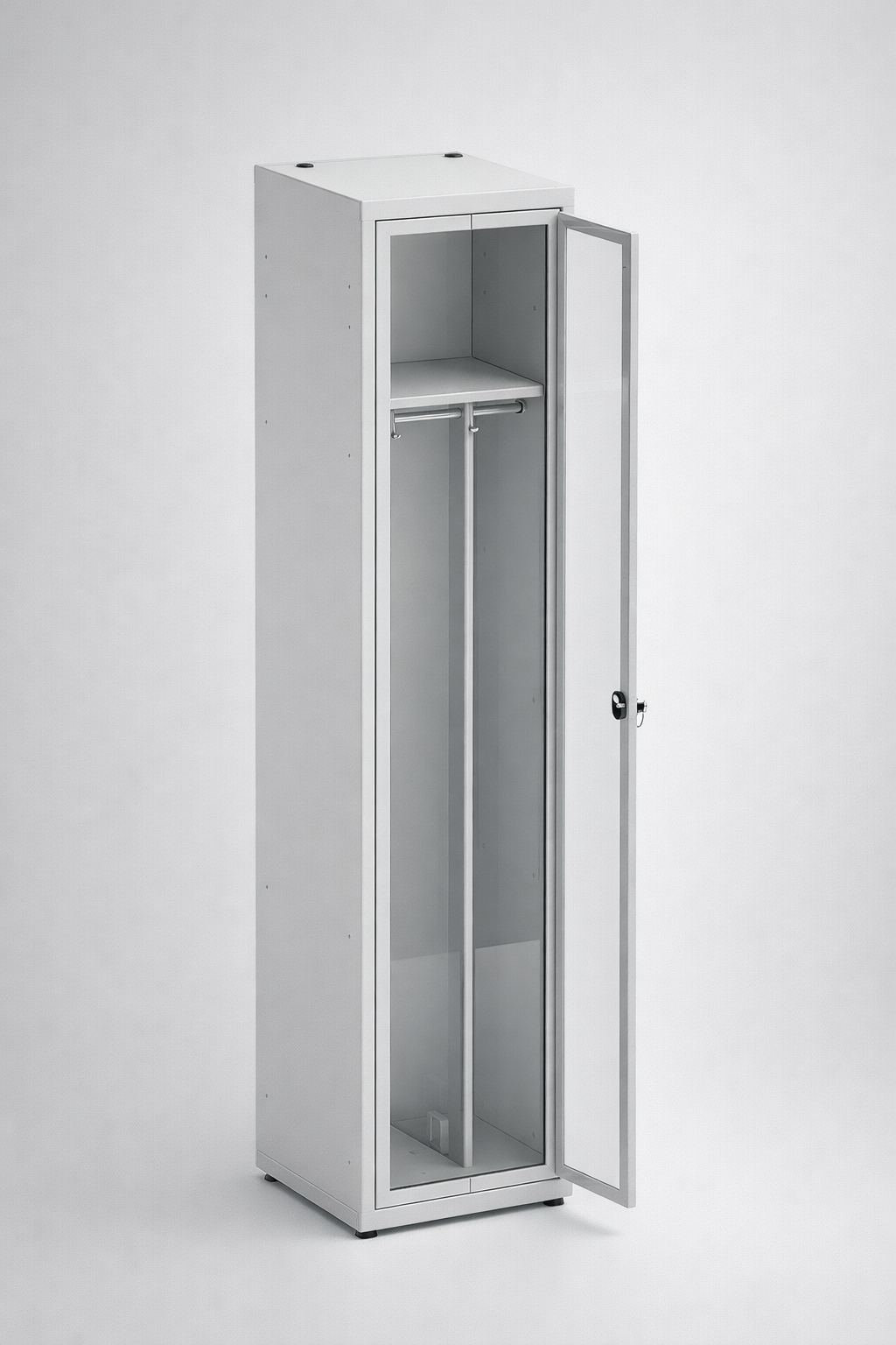 Szafa z drzwiami z plexi MSum 410 - połączenie przejrzystości wizualnej zawartości z