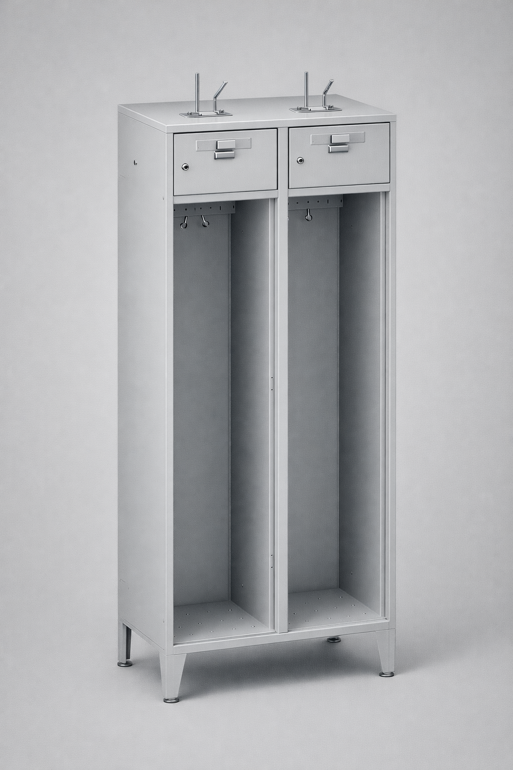 Szafka ubraniowa BHP MSS 421 na nogach - porządek wyposażenia osobistego oraz powtarzalny