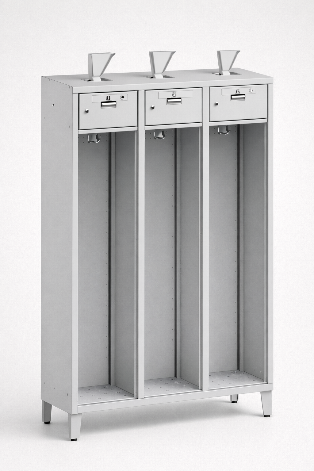 Szafka ubraniowa BHP MSS 431 na nogach - porządek wyposażenia osobistego oraz powtarzalny