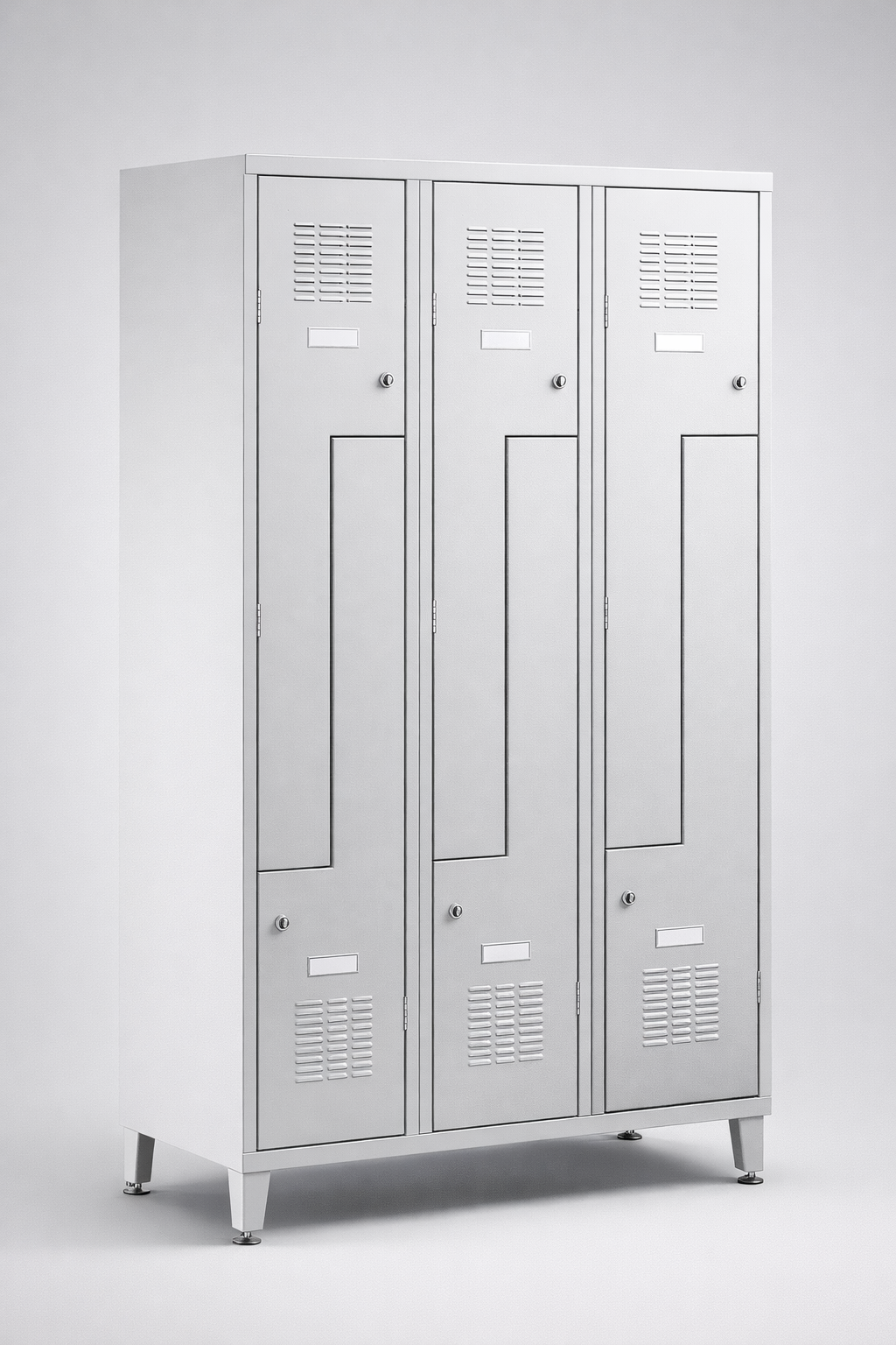 Szafka ubraniowa BHP typu L Sul 33 W st – na nóżkach - wygodne gospodarowanie przestrzenią szatni przy