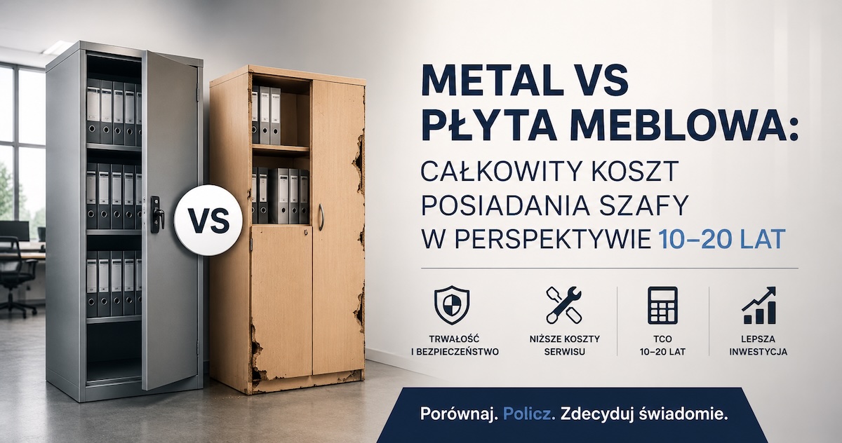 Porównanie kosztu posiadania szafy metalowej i szafy z płyty meblowej w firmie