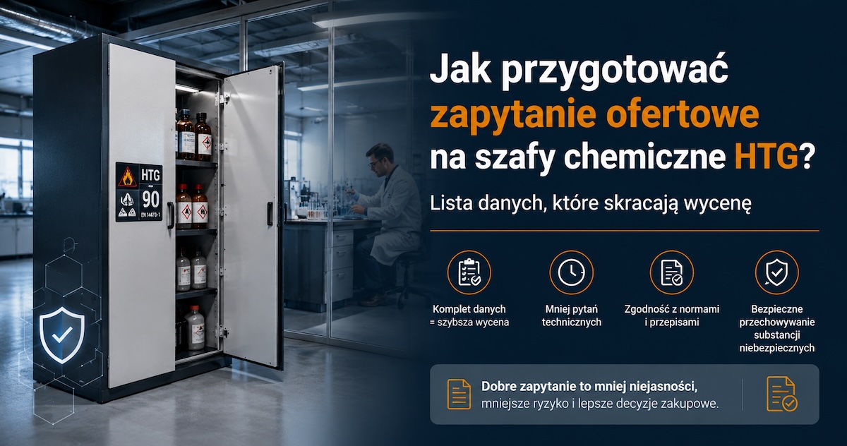 Szafy chemiczne ognioodporne HTG przygotowane do porównania przed zapytaniem ofertowym