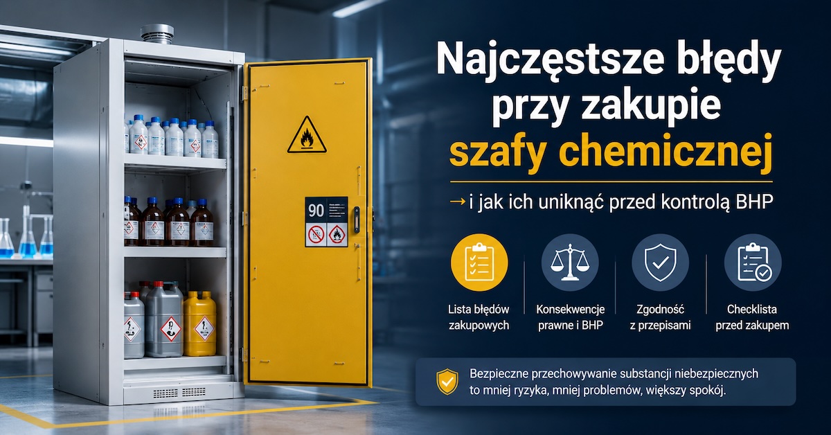 Szafa chemiczna w laboratorium z checklistą SDS, CLP i BHP