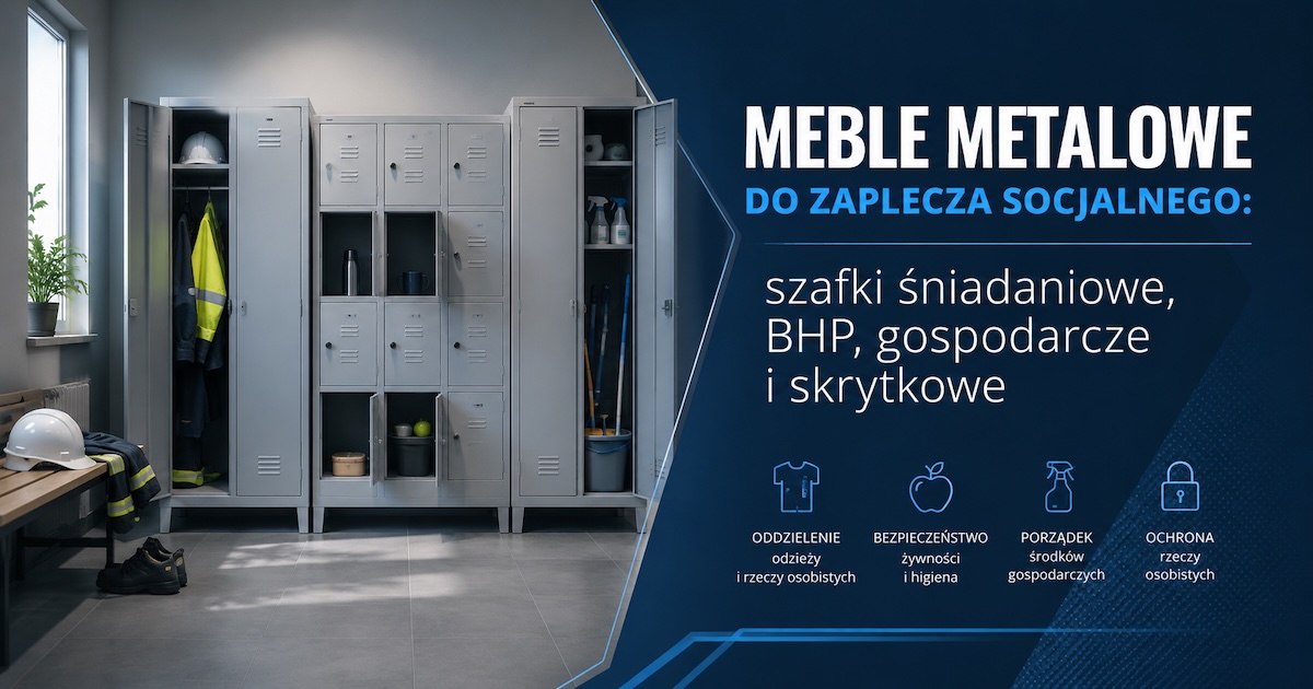 Meble metalowe i szafy metalowe w zapleczu socjalnym zakładu pracy