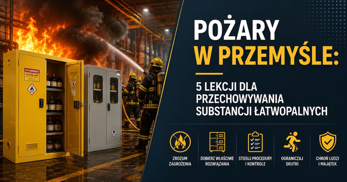Szafa chemiczna ognioodporna HTG w strefie technicznej zakładu przemysłowego